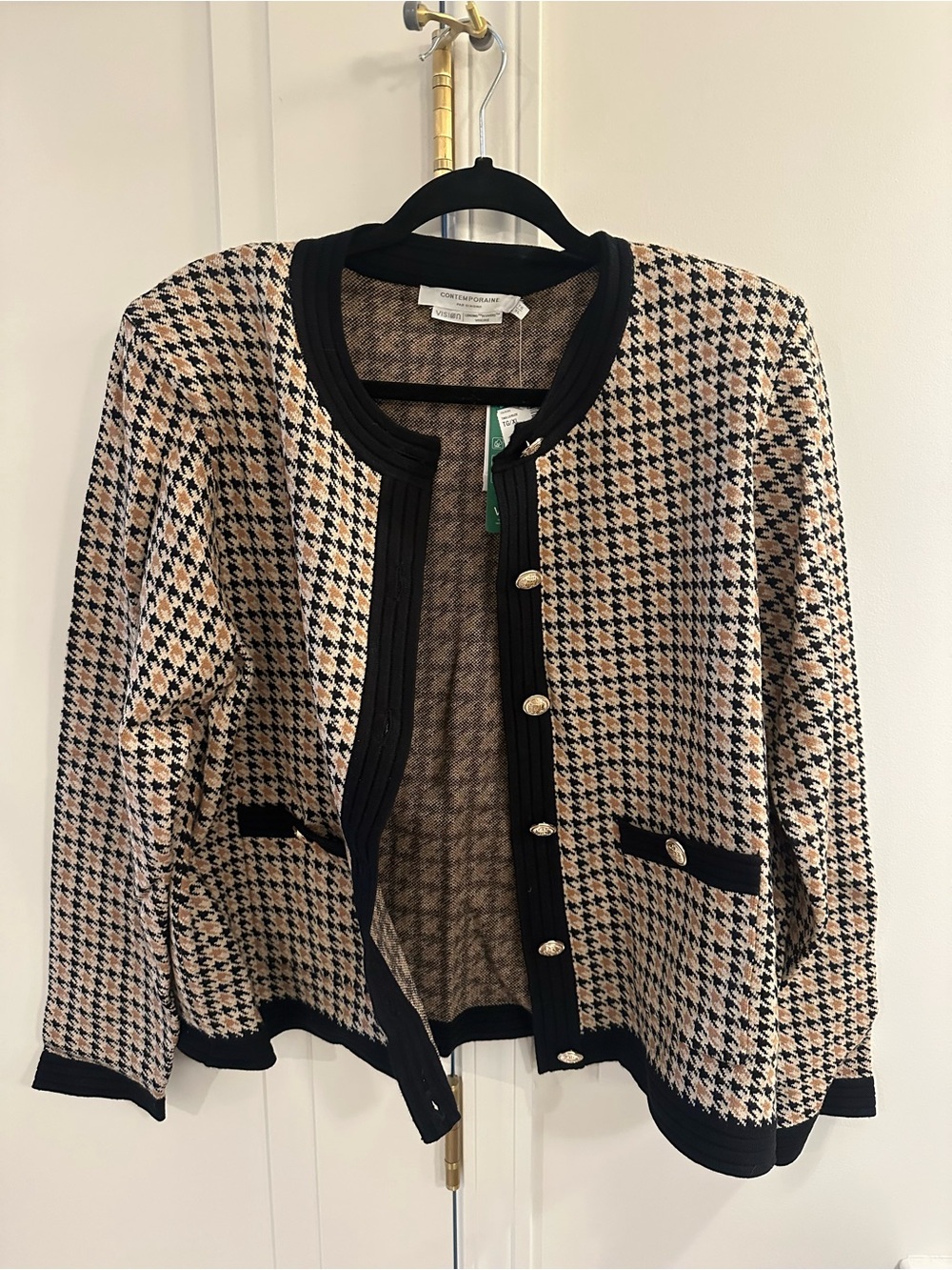 Contemporaine Metallic Buttons Jacquard Cardigan